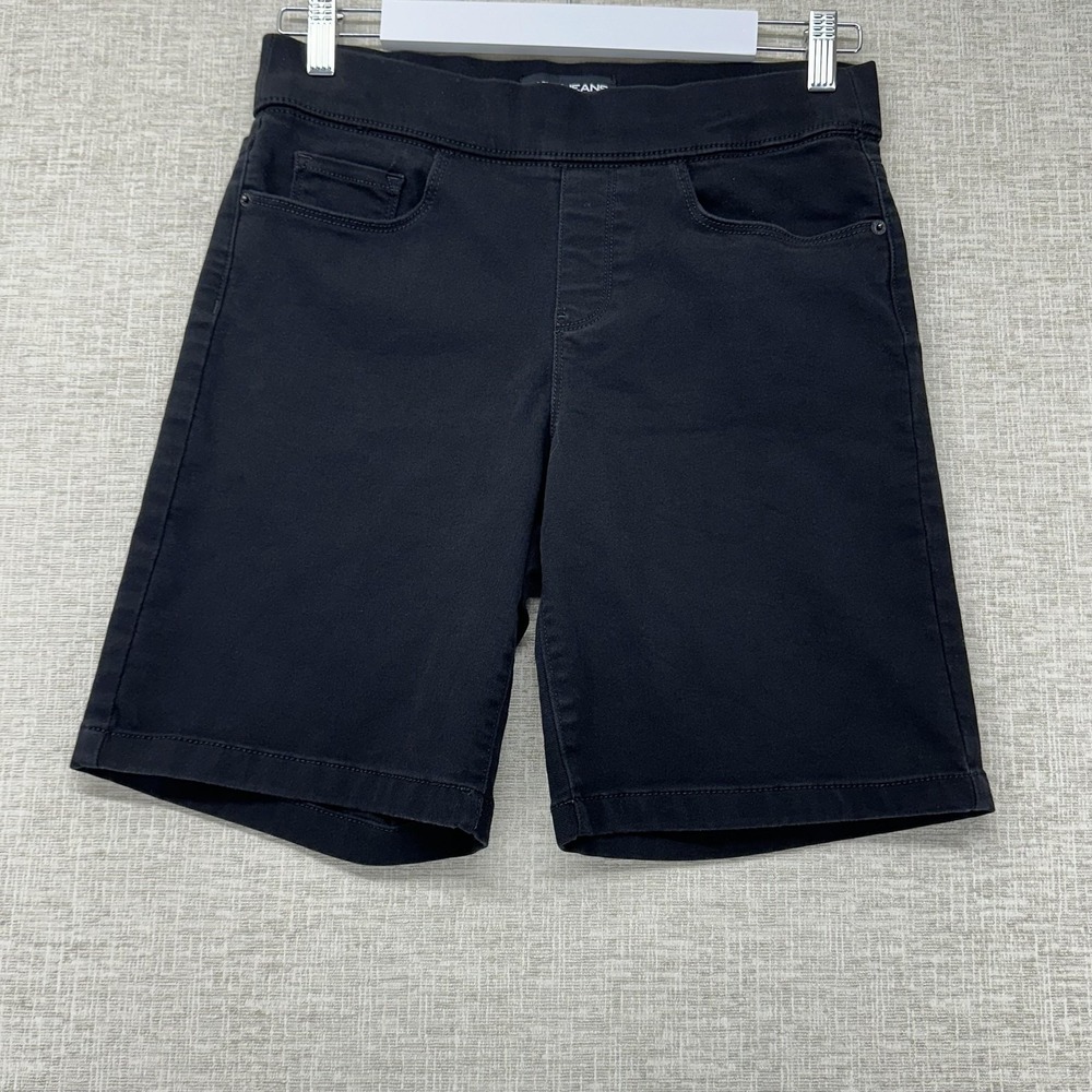 DKNY JEANS Shorts Womens Small Black Bermuda Pull On Stretch Denim Pockets